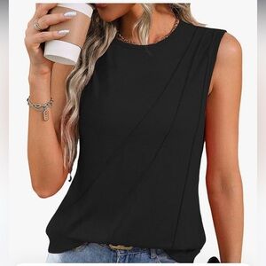 Womens Tank Tops Summer Crewneck Casual Loose Fit Basic Solid Clothes Shirts
